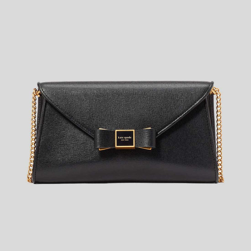 KATE SPADE Morgan Bow Embellished Envelope Flap Crossbody Bag Black KF927