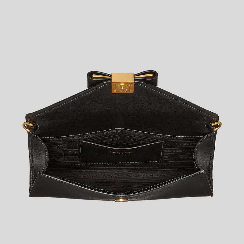 KATE SPADE Morgan Bow Embellished Envelope Flap Crossbody Bag Black KF927