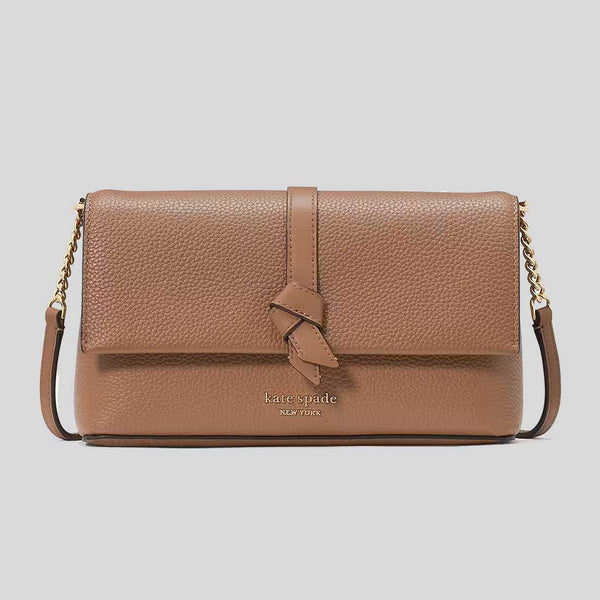 KATE SPADE Nott Flap Chain Crossbody Bag Warm Acorn KH154
