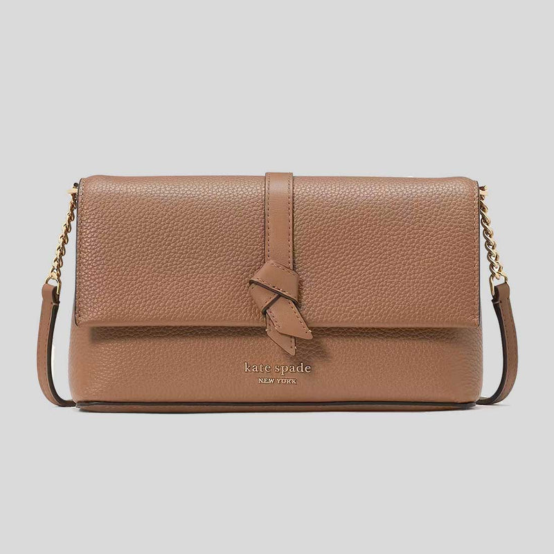 KATE SPADE Nott Flap Chain Crossbody Bag Warm Acorn KH154