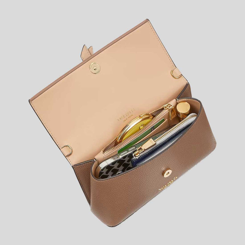 KATE SPADE Nott Flap Chain Crossbody Bag Warm Acorn KH154
