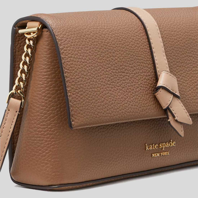 KATE SPADE Nott Flap Chain Crossbody Bag Warm Acorn KH154