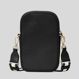 KATE SPADE Emma Pebbled Leather North South Phone Crossbody Bag Black KK258