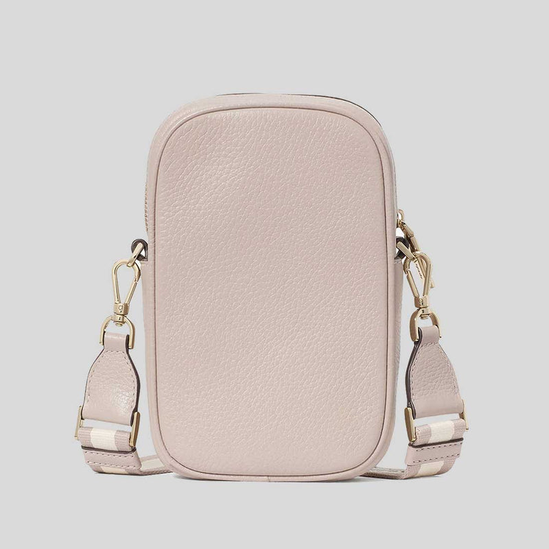 KATE SPADE Emma Pebbled Leather North South Phone Crossbody Bag Cozy Grey KK258