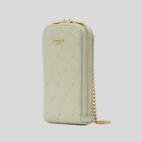 KATE SPADE Carey Quilted Studded Phone Chain Crossbody Sage Bundle KL818