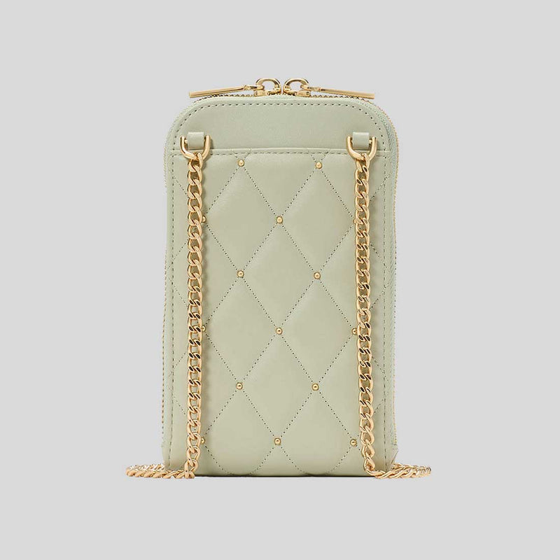 KATE SPADE Carey Quilted Studded Phone Chain Crossbody Sage Bundle KL818