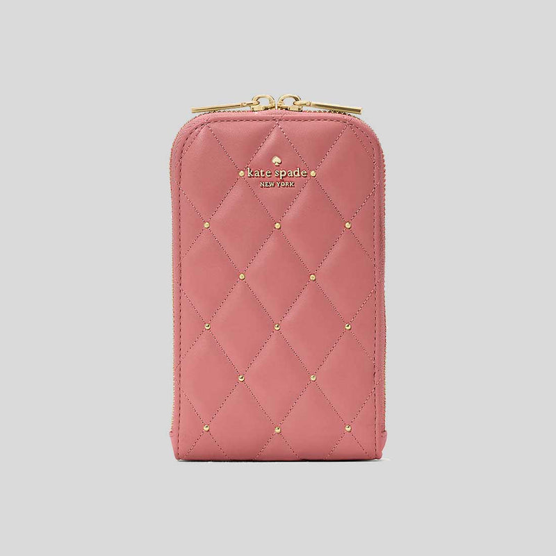 KATE SPADE Carey Quilted Studded Phone Chain Crossbody Pomegranate KL818