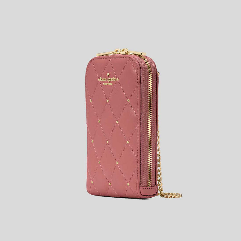 KATE SPADE Carey Quilted Studded Phone Chain Crossbody Pomegranate KL818