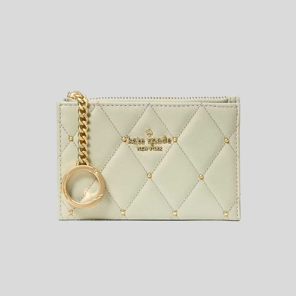 KATE SPADE Carey Quilted Studded Small Card Holder Sage Bundle KL819