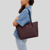 COACH Zip Top Tote In Signature Canvas Oxblood Multi 4455