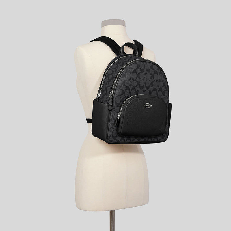 COACH Court Backpack In Signature Canvas Graphite/Black 5671