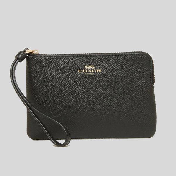 Coach Corner Zip Wristlet Black 58032