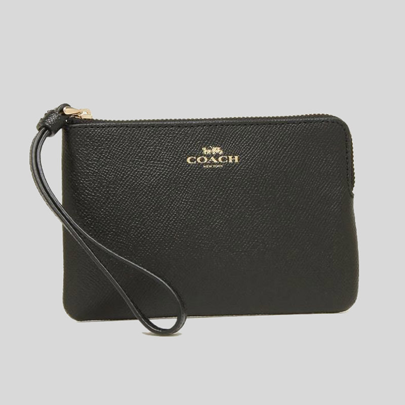 Coach Corner Zip Wristlet Black 58032