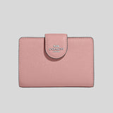 Coach Medium Corner Zip Wallet In Crossgrain Leather Light Pink 6390