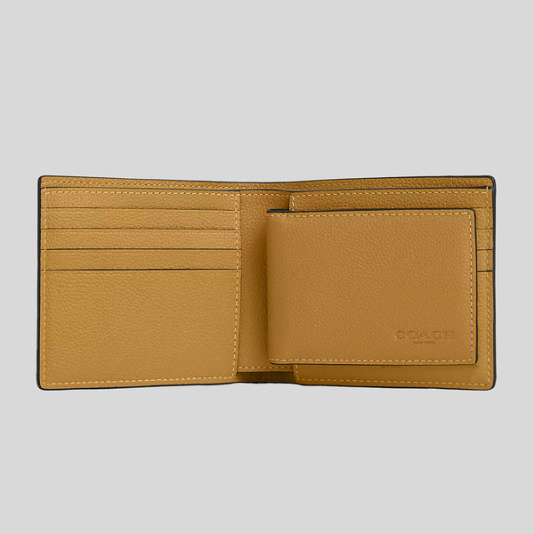 COACH Compact ID Wallet In Sport Calf Leather Flax 74991