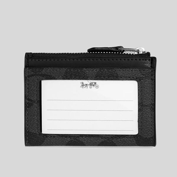 COACH Mini Skinny Id Case In Signature Canvas Graphite Black 88208