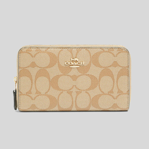 Coach Medium Id Zip Wallet In Signature Canvas Light Khaki Chalk 88913