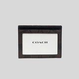 Coach Unisex Slim Id Card Case In Signature Canvas Brown Black CH415