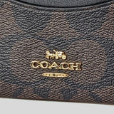 Coach Unisex Slim Id Card Case In Signature Canvas Brown Black CH415