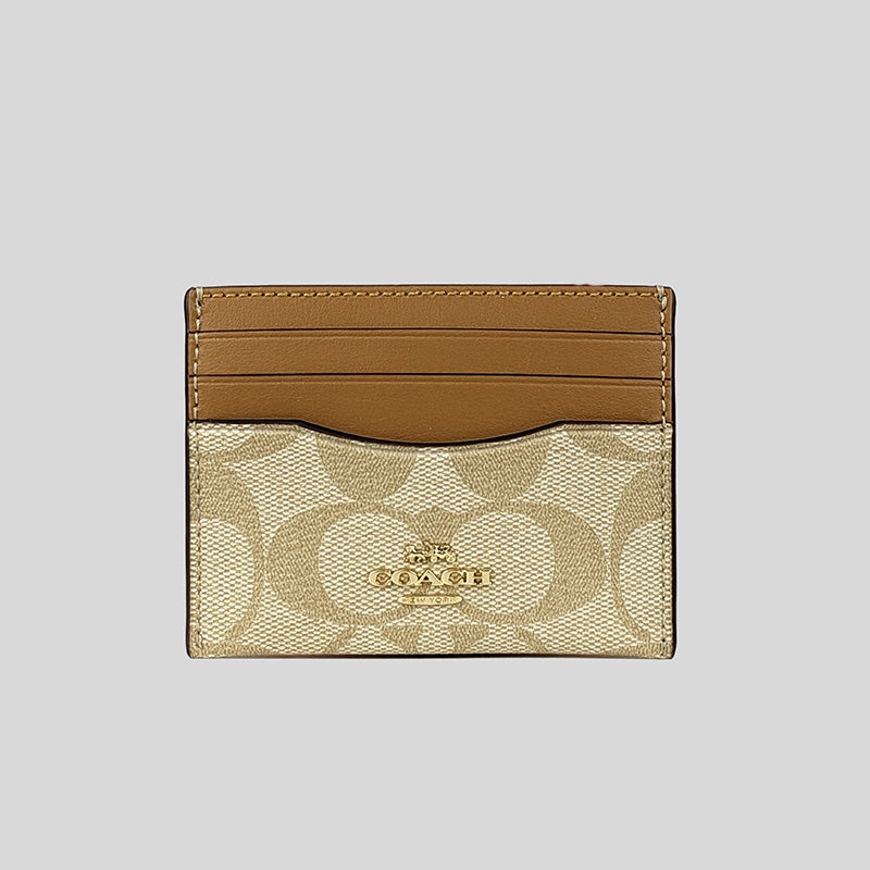 Coach Unisex Slim Id Card Case In Signature Canvas Light Khaki CH415