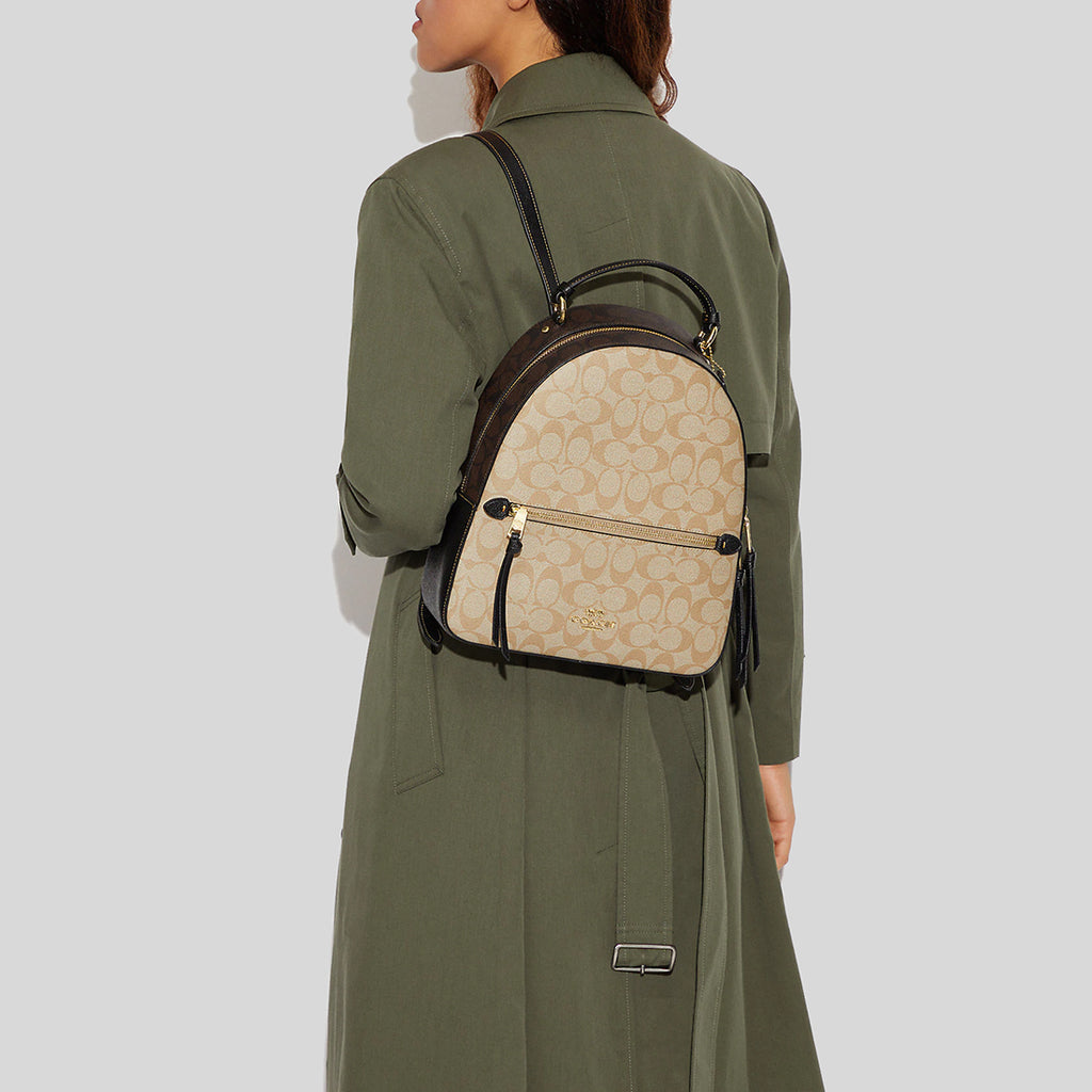 Coach Jordyn Backpack In Blocked Signature Canvas Light Khaki/Brown Mu ...