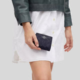 COACH Snap Wallet In Signature Canvas Silver/Denim C3309