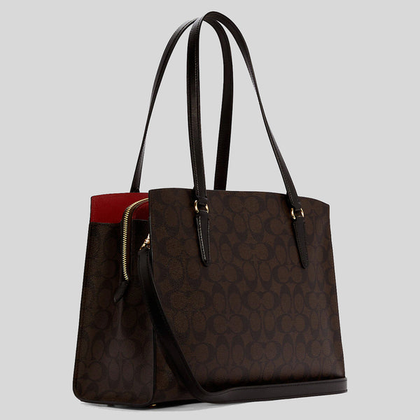 Coach Tatum Carryall In Signature Canvas Brown Black C4075