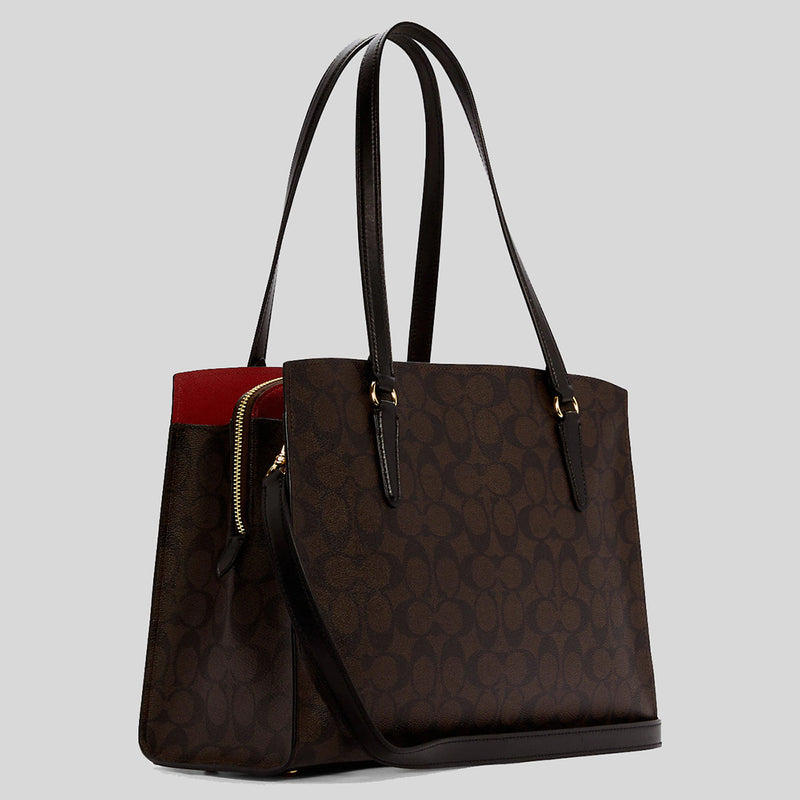 Coach Tatum Carryall In Signature Canvas Brown Black C4075