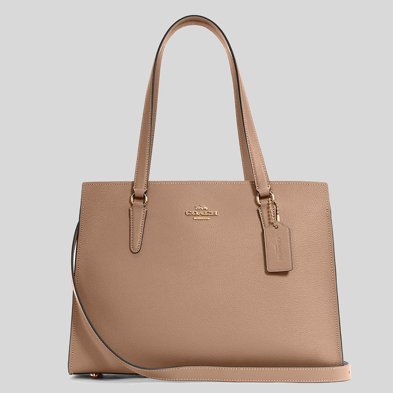 Coach Tatum Carryall Shoulder Bag Taupe Oxblood C4078