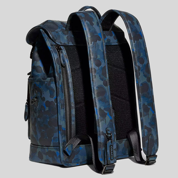COACH League Flap Backpack With Camo Print Blue/Midnight Navy C5288