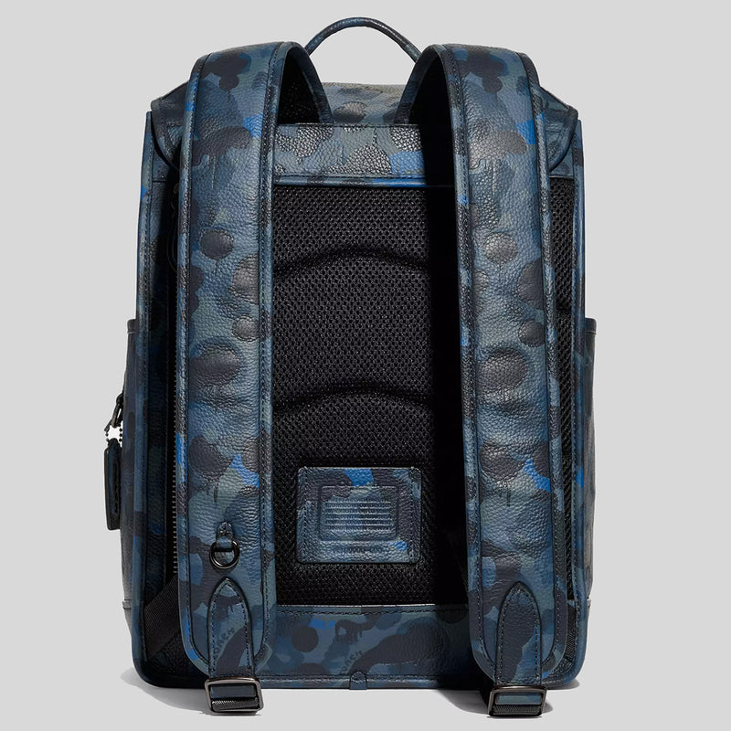 COACH League Flap Backpack With Camo Print Blue/Midnight Navy C5288