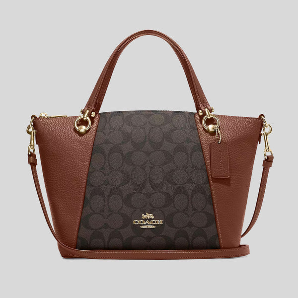 Coach Kacey Satchel In Signature Canvas Brown/Redwood C6230