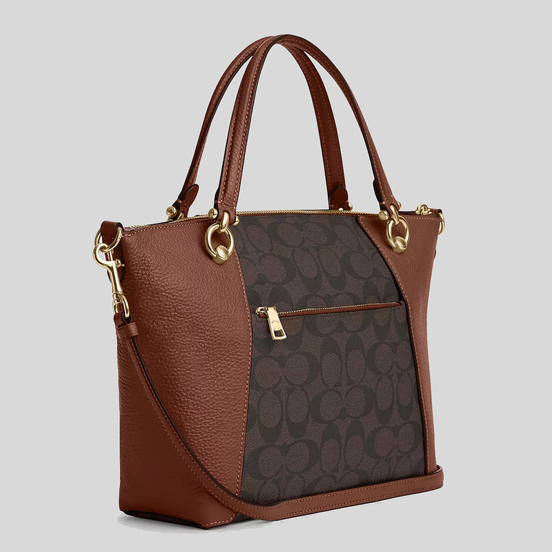 COACH Kacey Satchel In Signature Canvas Brown/Redwood C6230