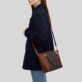 COACH Kacey Satchel In Signature Canvas Brown/Redwood C6230