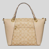 COACH Kacey Satchel In Colorblock Signature Canvas Light Khaki/Ivory Multi C7261
