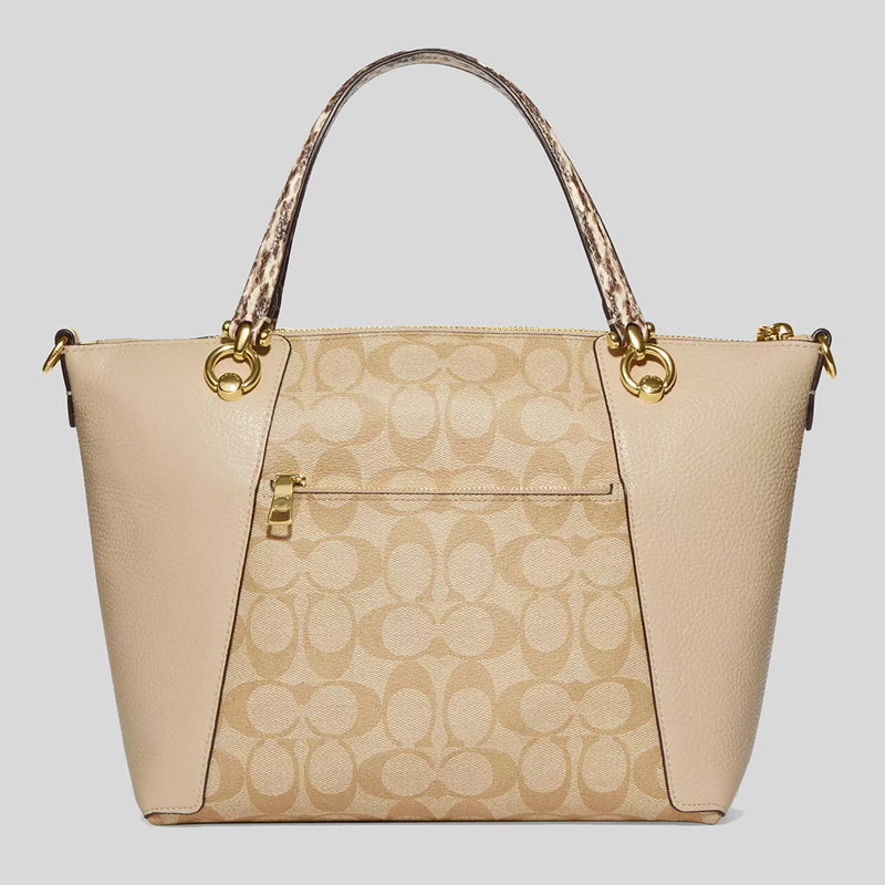 COACH Kacey Satchel In Colorblock Signature Canvas Light Khaki/Ivory Multi C7261