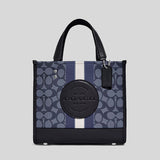 Coach Dempsey Tote 22 In Signature Jacquard With Stripe And Coach Patch Denim/Midnight Navy Multi C8417