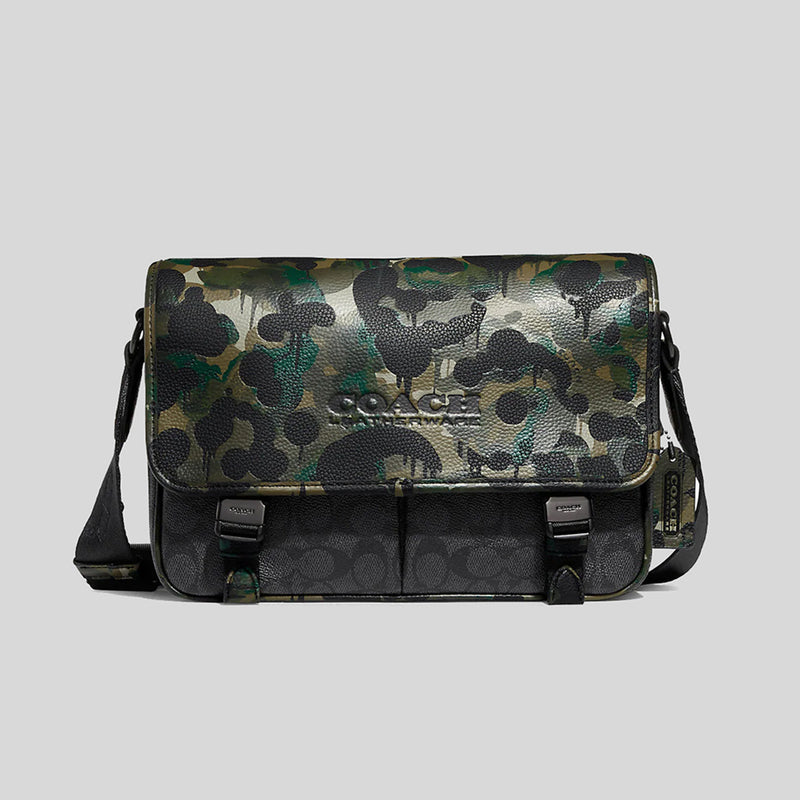 Coach League Messenger Bag In Signature Canvas With Camo Print Charcoal Multi CA265