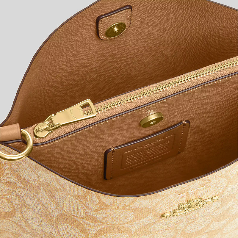 COACH Mollie Bucket Bag 22 In Signature Canvas Light Khaki/Saddle CA582