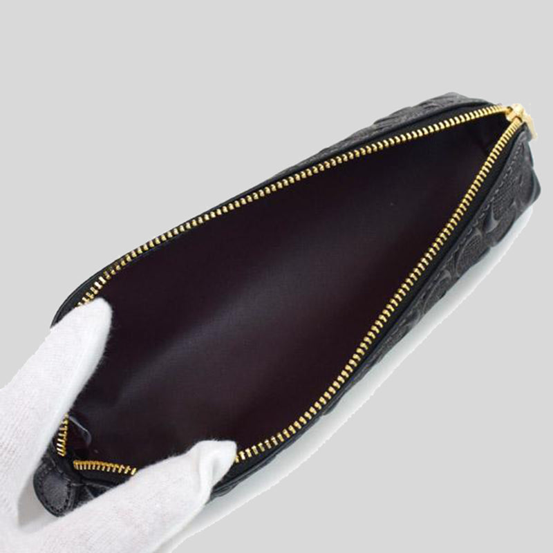 Coach Boxed Pencil Case And Id Lanyard Set In Signature Leather Black CF467