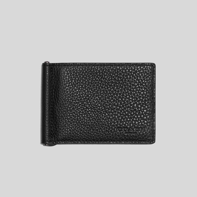 Coach Slim Money Clip Billfold Wallet Black CH090