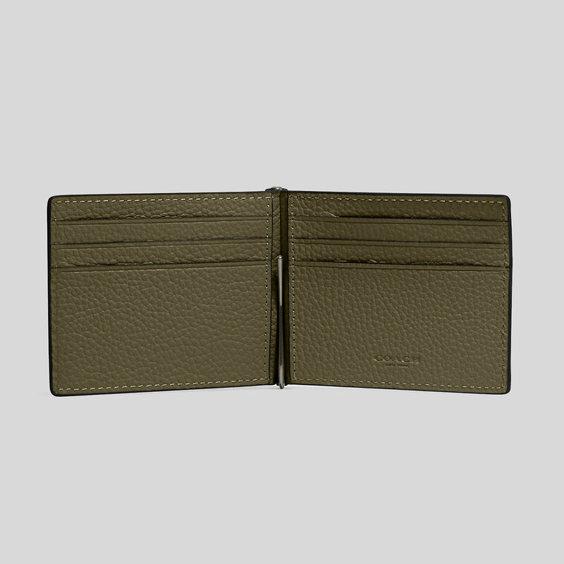 Coach Slim Money Clip Billfold Wallet Olive Drab CH090