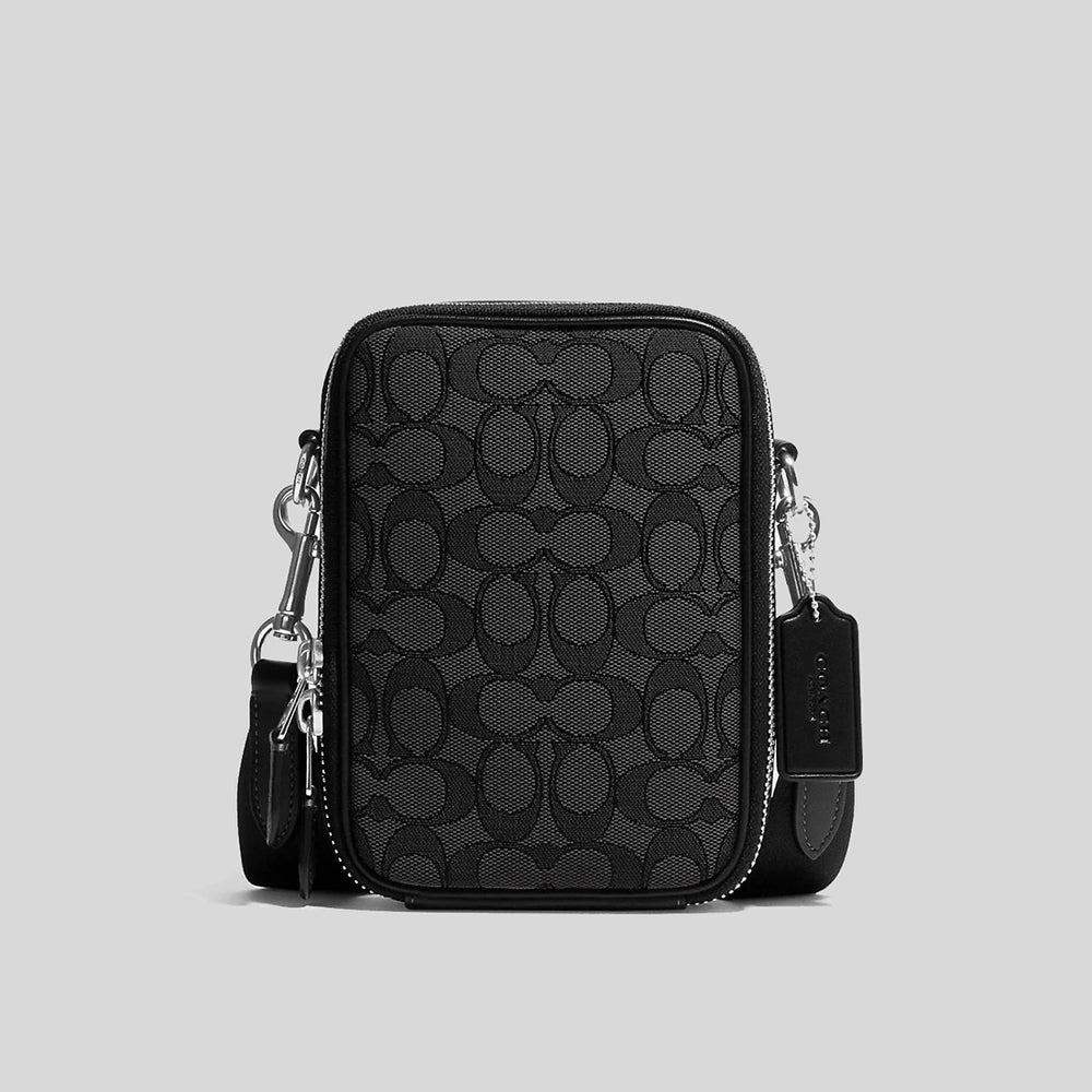 COACH ブラック ボックス型バッグ COACH Stanton Crossbody In Signature Jacquard Black CH097