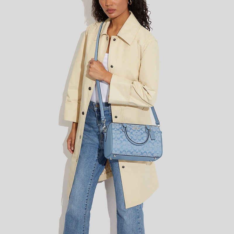 Coach Rowan Satchel In Signature Chambray Cornflower Multi CH141