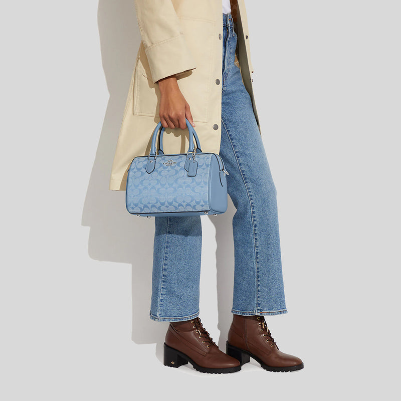 Coach Rowan Satchel In Signature Chambray Cornflower Multi CH141