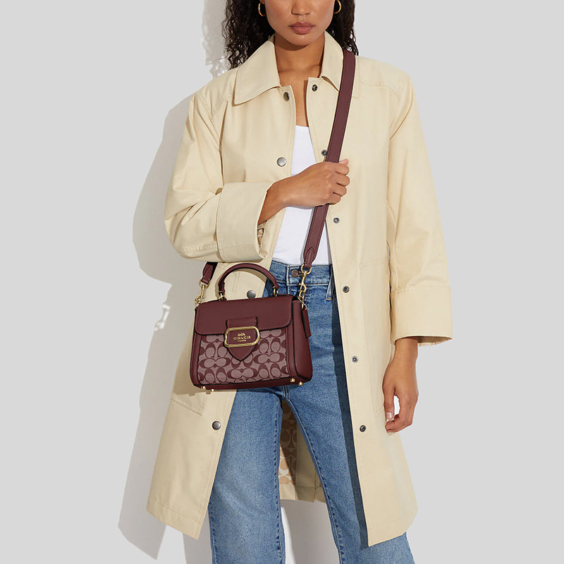 Coach Top Handle Satchel In Signature Chambray Wine Multi CH142
