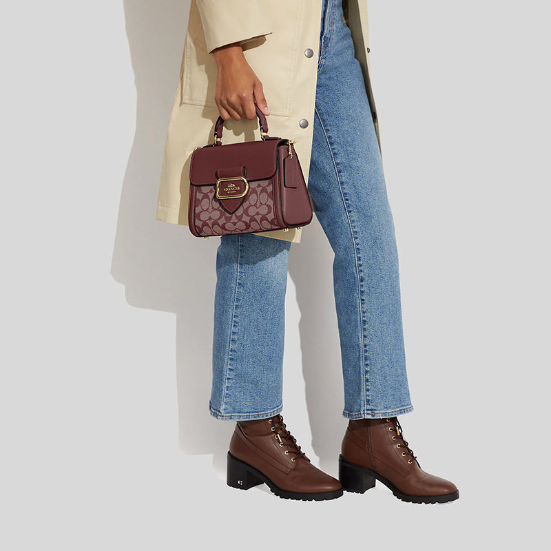 Coach Top Handle Satchel In Signature Chambray Wine Multi CH142