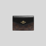 Coach Flap Card Case In Signature Canvas Brown Black CH202