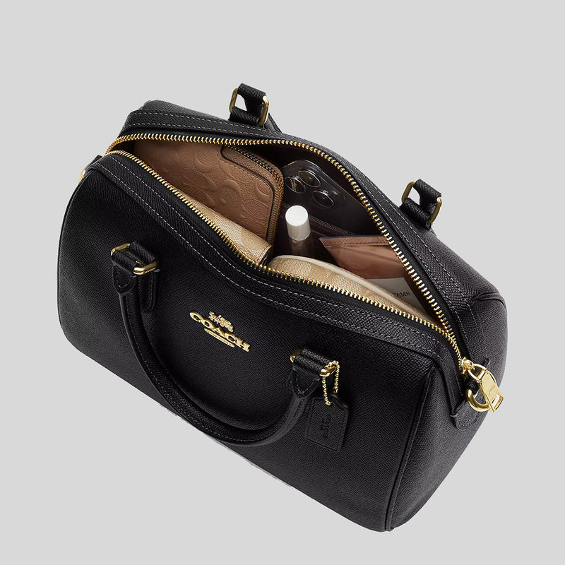 COACH Rowan Satchel In Signature Canvas Brown Black CH280