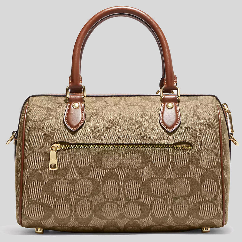 COACH Rowan Satchel In Signature Canvas Khaki/Saddle CH280